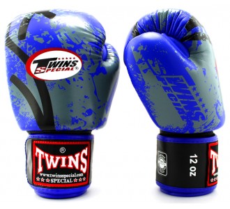 Боксерские перчатки Twins Special с рисунком (FBGV-38 blue)